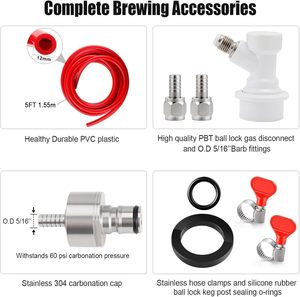 Kit de raccord à bille en acier inoxydable pour ligne de gaz CO2, pour machine à soda, <span class=keywords><strong>eau</strong></span> pétillante DIY <span class=keywords><strong>et</strong></span> montage de kegerator de bière - Product Image 6