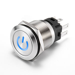Interrupteur à bouton à verrouillage 1NO1NC en acier inoxydable et aluminium 12V 5A pour appareils automobiles, marins et électroménagers, étanche IP65, LED - Product Image 2