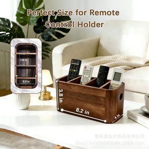 Wooden Storage Tray Rectangle 3 Compartments For Remote <b>Control</b> Cosmetic Kitchen Tableware Organizing Household Use - Product Image 4