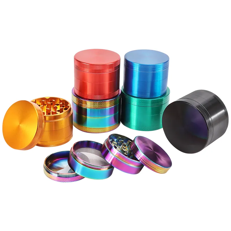 Grinder Grinders Futeng 40mm 50mm 55mm 63mm Metal Herb Grinder Wholesale Tobacco Spice Grinder Low MOQ Custom Logo 4 Layer Grinders Smoking