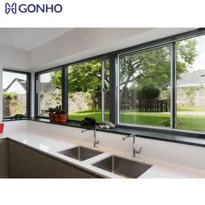 GONHO Fenêtre coulissante en aluminium à la mode et à la mode très vendue Rail métallique coupe-vent Fenêtre coulissante externe