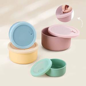 Reusable Food Storage <b>Containers</b> Non-slip Silicone Office Workers Kids Divided Lunch Bowl With Lid - Product Image 6