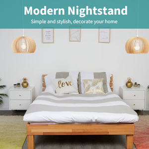 Bàn đầu giường bằng gỗ sang trọng hiện đại với 2 ngăn kéo và 4 chân kim loại - Product Image 2