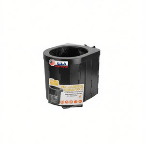Toilette d'urgence pliable portable en plastique noir avec sac de transport pour voiture, camping, randonnée, bateau - Product Image 1