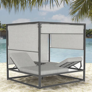 เตียงอาบแดดอลูมิเนียมกลางแจ้งทันสมัย ทนทาน เหมาะสำหรับพักผ่อนริมสระน้ำ คาบาน่า โรงแรม วิลล่า ป้องกันรังสียูวี เป็นมิตรกับสิ่งแวดล้อม - Product Image 5