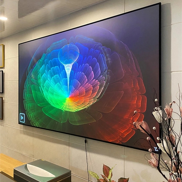 100 120 Inch 16:9 ALR UST Fixed Frame Home Theater 4K HD Projection Screens PET Crystal with PVC Fabric Anti Light Screen