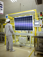 Panneau solaire monocristallin Ginza 650W à double vitrage, 144 cellules, IP68, module PV haute efficacité pour systèmes commerciaux connectés au réseau