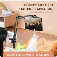 CT08 Karbon Çelik Tembel Stand Tablet Tutucu iPad Uyumlu 360 Derece Dönebilen Ayarlanabilir Esnek Uzun Telefon Tutucu 4.7-12.9 İnç