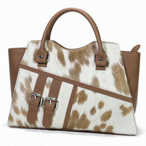 Sac fourre-tout en cuir de vache pour femmes, avec fermeture à boucle, imprimé animal, sac à main décontracté, grande capacité, usage quotidien - Product Image 1
