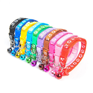 Collier pour chien et chat en nylon écologique personnalisé avec logo de marque, motif empreinte de patte de chat, style classique/moderne, coloré, vente en gros - Product Image 5
