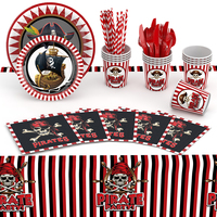 Meilleures ventes : Ensemble de vaisselle jetable sur le thème des pirates pour les fêtes d'anniversaire des enfants, événements sur le thème des pirates, amusements