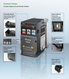 Delta MS300 Variable Frequency Inverter 0.4-22KW 460V VFD 60Hz 50Hz Variable Drivers 3-Phase AC <strong>Drive</strong> At Competitive Price - Product Image 6