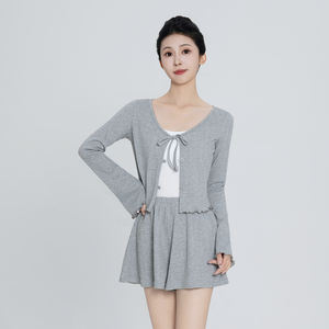 Trajes de baile de <span class=keywords><strong>Ballet</strong></span> <span class=keywords><strong>para</strong></span> mujer, cárdigan de punto con cordones de 3 piezas, pantalones cortos de punto sueltos y calentador de piernas acampanadas, trajes de baile <span class=keywords><strong>para</strong></span> adultos <span class=keywords><strong>para</strong></span> <span class=keywords><strong>Ballet</strong></span> - Product Image 4