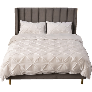 Modern geweven wit dekbedovertrek set van microvezel, 200TC, all-season, luxe, aanpasbaar, goudkleurig - Product Image 1