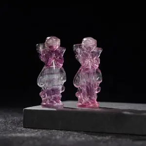 Kristal cantik alami kerajinan malaikat penyembuhan batu permata permen fluorit bersayap malaikat