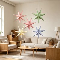 Vente en gros d'usine : Décoration suspendue étoile à sept branches cinq couleurs couleur macaron - Lanternes étoiles en papier indien semi-artisanales
