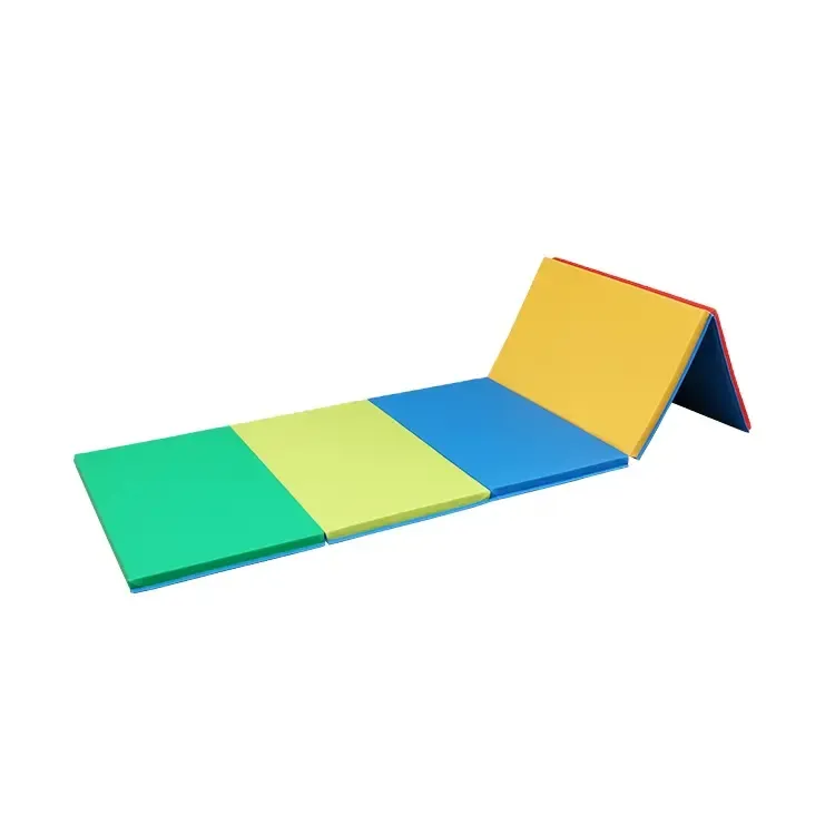 สายรุ้ง Tumbling Mat ยิมนาสติกพับออกกําลังกายโยคะ 4'x8'x2' Pad การฝึกอบรมฟิตเนส