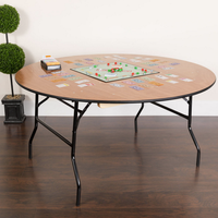 Table ronde pliante en contreplaqué 48 "60" 66 "72" Bjflamingo Table de salle à manger pliante pour banquet de mariage en plein air et hôtel