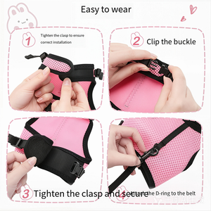 Ensemble Harnais et Laisse pour Animaux de Compagnie avec Lumières, <span class=keywords><strong>Gilet</strong></span> à Carreaux pour Cochon d'Inde, Lapin, Chat, Chien, pour la Marche en Extérieur et l'Entraînement - Product Image 4