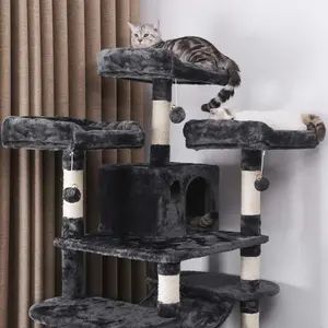 Arbre à chat maison rotin bambou osier lit <span class=keywords><strong>château</strong></span> luxe grand 62 pouces avec litière arbre à chat maison - Product Image 6