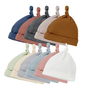 Berretto <span class=keywords><strong>per</strong></span> neonati in cotone a righe, caldo ed elastico, lavorato a maglia, <span class=keywords><strong>per</strong></span> maschietti e femminucce - Product Image 1