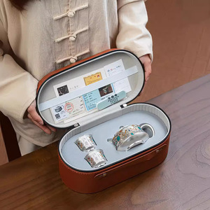 Silver Mr. 999 Silver Kung Fu <b>Tea</b> <b>Set</b> With Lid Oval Shape Business Gifts Office Use - Product Image 5