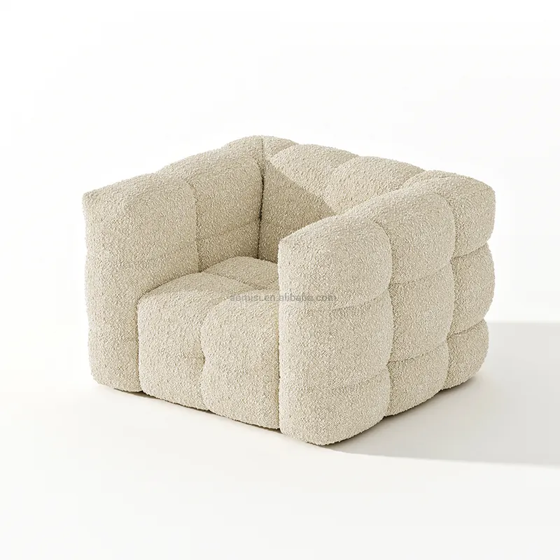 AOMISI CASA Nordic Teddy Sala Cadeira De Lã Tecido Luxo Único Seater Sofá Accent Lounge Cadeiras Preguiçoso Poltrona