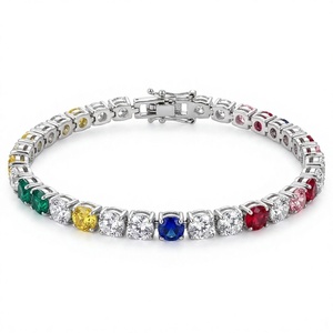 Pulsera con Dijes Geométricos de Circonita de Colores Mezclados <span class=keywords><strong>para</strong></span> <span class=keywords><strong>Mujer</strong></span>, Joyería de Regalo - Product Image 1