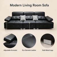 Canapé 3 places multifonctionnel en cuir écologique avec cadre en bois massif, style moderne et minimaliste, idéal pour appartement, bureau à domicile ou hôtel - Vente en gros
