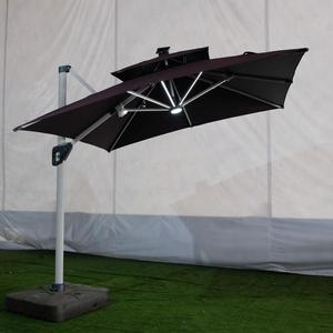 Meilleure Vente : Parasol Carré 3x3 à LED Solaire, Ombrelle Romaine Rotative à 360 Degrés pour Mobilier d'Extérieur - Product Image 1