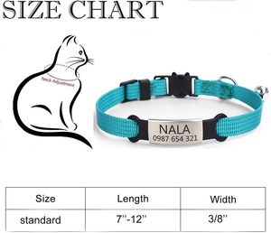 Collier pour chat personnalisé de haute qualité avec clochette, collier pour animal de compagnie personnalisé, étiquette gravée avec le nom du chat - Product Image 4