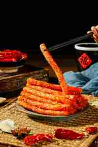 Famosos bocadillos chinos Halal Latiao, tiras de carne vegetariana con gluten picante fritas y empaquetadas en una bolsa - Product Image 5