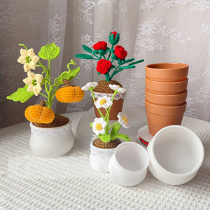 YICAI – fleurs de roses en <span class=keywords><strong>pot</strong></span>, plantes artificielles, bonsaï, ornements tricotés à la main, cadeaux de saint-valentin - Product Image 2