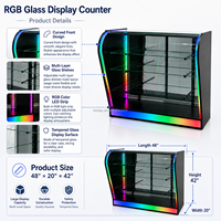 Comptoir d'exposition en verre LED RGB en promotion pour magasin de tabac et vitrine de vente au détail