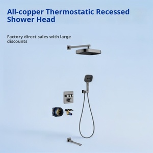 Cross-border All-copper Constant Temperature Concealed Embedded <b>Cold</b> <b>Hot</b> Shower Set Bathroom Adjustable Light Luxury Rain Wall F - Product Image 5
