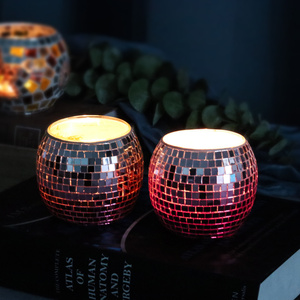 Lot de 6 bougeoirs photophore <span class=keywords><strong>en</strong></span> <span class=keywords><strong>verre</strong></span> pour mariage rose argent dégradé boule Disco pour Ramadan Noël Bar Restaurant Home Decor - Product Image 6