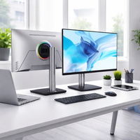 Monitores 1K con Base Fija Sin Marco, Pantalla Plana IPS de 23.8 Pulgadas para PC, Monitor de Juegos LED de Escritorio de 23.8 Pulgadas y 60Hz