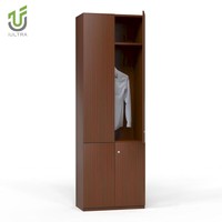 Armoire de bureau exécutive moderne à 2 portes, haute, en bois, avec tringle à vêtements