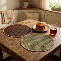 Nouveau Set de Table Tressé Uni Style Chinois Simple, Tapis Créatif Antidérapant et Isolant Thermique pour la Maison et les Restaurants Occidentaux
