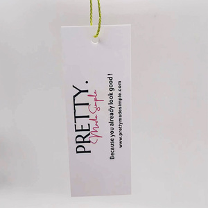 Quần Áo <span class=keywords><strong>hangtag</strong></span> nhãn bán buôn tùy chỉnh in tên thương hiệu logo treo đu thẻ giấy với chuỗi - Product Image 2