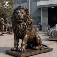 Grande statue de lion en bronze sur mesure, sculpture animale, patine antique, pour entrée de manoir, jardin, parc, décoration extérieure, art décoratif
