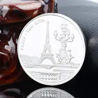 3D फ्रांस के एफिल टूर पेरिस सिक्का टोकन, धातु रजत मढ़वाया टॉवर एफिल सिक्के