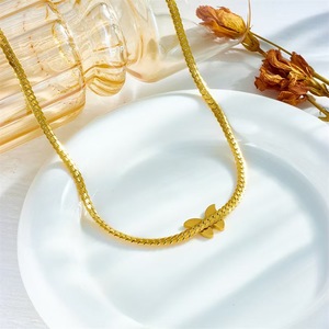 Girl's <b>Bracelet</b> Short Blade Chain <b>Shell</b> Butterfly Collarbone Chain Gold Set Necklace - Product Image 6