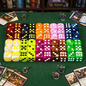 Juego de Dados de Alta Calidad, Tamaño Estándar, 6 Caras, 16 mm, Esquinas Redondeadas, Patrón de Perlas, Color Sólido - Product Image 3