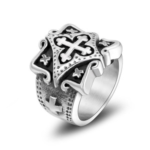 Stainless Steel Cross <b>Ring</b> Men's Fashion Jewelry SA868 Gift Occasion - Product Image 1