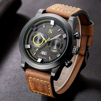 NS Never Stop N904 Nouvelle Arrivée Montre Homme Tendance en Cuir à Quartz Étanche avec Aiguilles Lumineuses