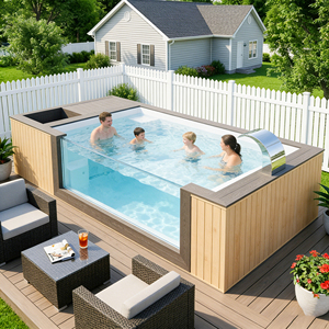 สระว่ายน้ำไฟเบอร์กลาสสำเร็จรูปสำหรับครอบครัว ทนทานต่อรังสียูวี ป้องกันการกัดกร่อน เหมาะสำหรับติดตั้งกลางแจ้ง ขายส่ง - Product Image 3