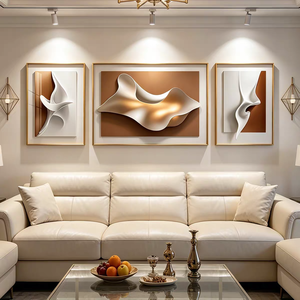 Decorazione Murale per Casa, Triptico di Design Elegante e Astratto, Quadro in Porcellana Cristallina per Soggiorno, Hotel, Ufficio, Caffetteria - Product Image 3