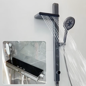 Système <span class=keywords><strong>de</strong></span> <span class=keywords><strong>douche</strong></span> mural avec douchette pluie, douchette à main, jets latéraux et mitigeur 3 voies - Product Image 1