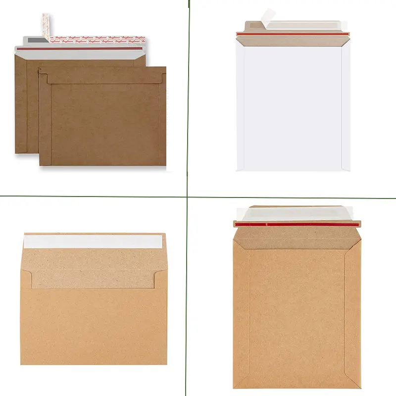 Custom Printing Rigid Shipping Mailers Cardboard Paper Envelope Biodegradable Board Envelope Packaging